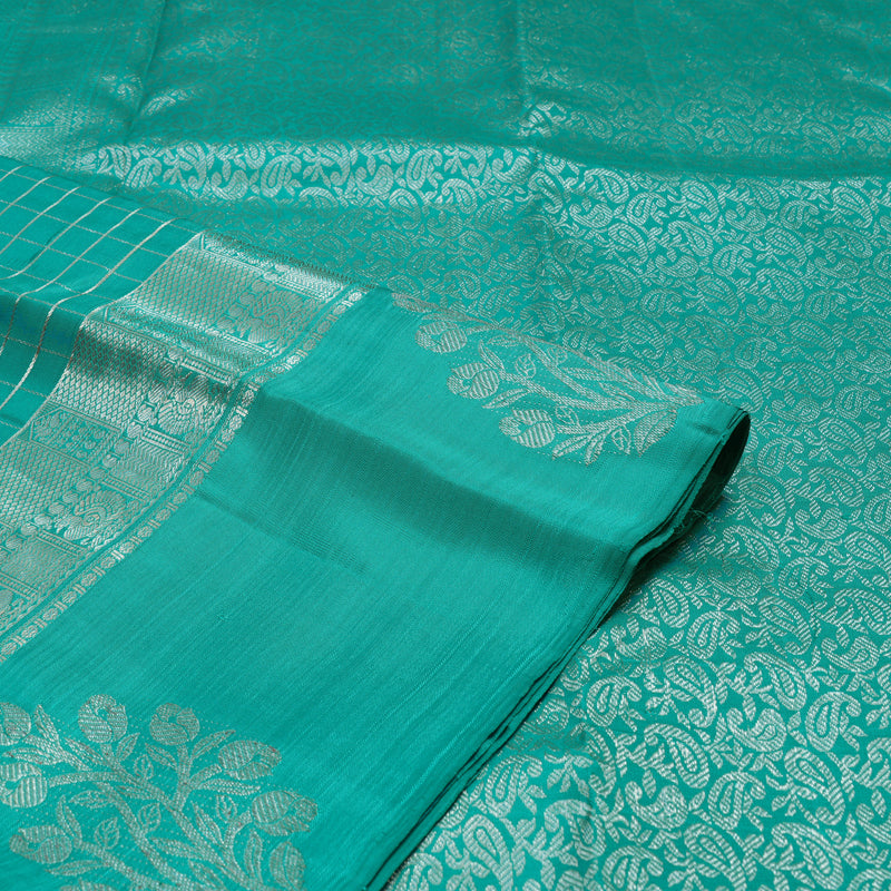 Hayagrivas Handloom Sea Green Kanjivaram Silk Saree KBE238D5-3