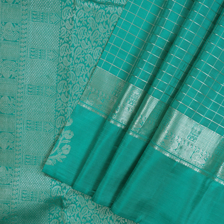 Hayagrivas Handloom Sea Green Kanjivaram Silk Saree KBE238D5-3