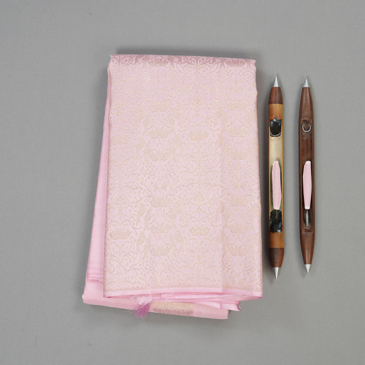 Hayagrivas Handloom Pure Kanjivaram Silk Saree in Delicate Baby Pink KBE238D6-1