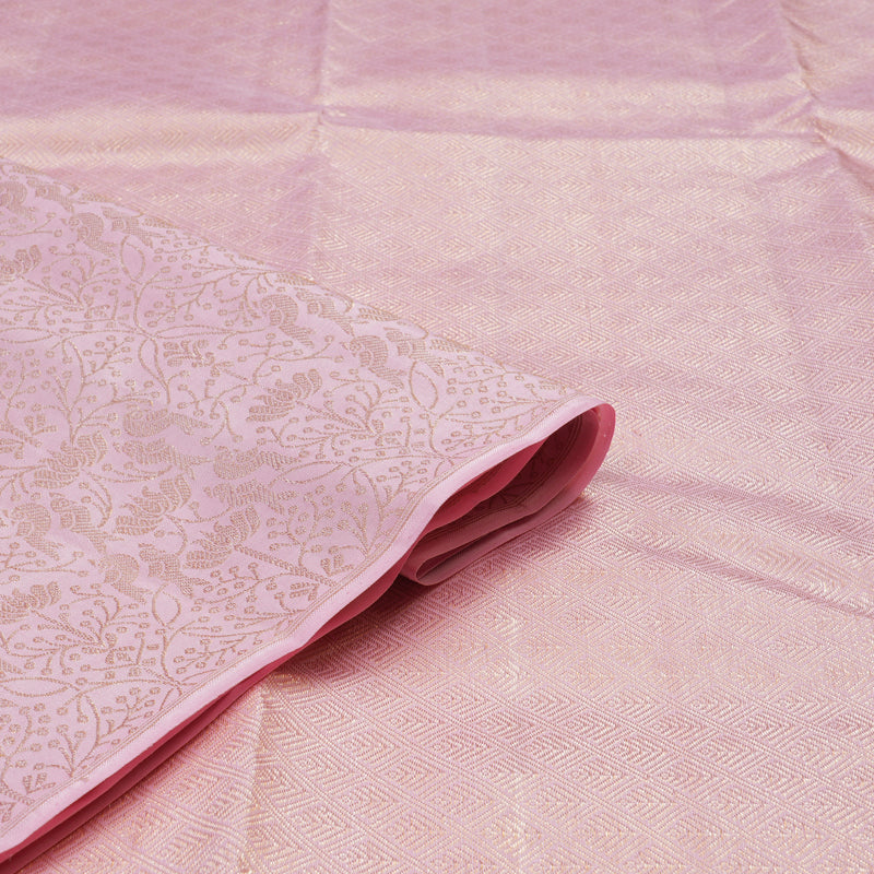 Hayagrivas Handloom Pure Kanjivaram Silk Saree in Delicate Baby Pink KBE238D6-1