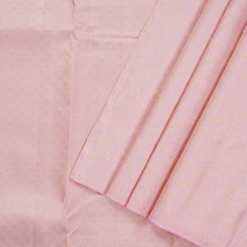 Hayagrivas Handloom Pure Kanjivaram Silk Saree in Delicate Baby Pink KBE238D6-1