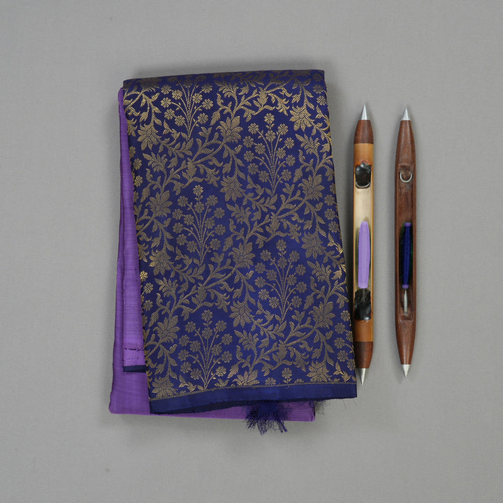 Hayagrivas Handloom Pure Kanjivaram Silk Saree in Lavish Purple with Blue KBE238D6-2