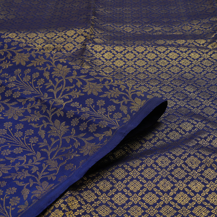 Hayagrivas Handloom Pure Kanjivaram Silk Saree in Lavish Purple with Blue KBE238D6-2