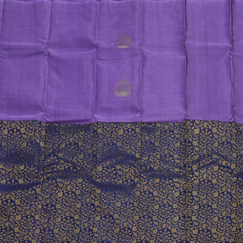 Hayagrivas Handloom Pure Kanjivaram Silk Saree in Lavish Purple with Blue KBE238D6-2