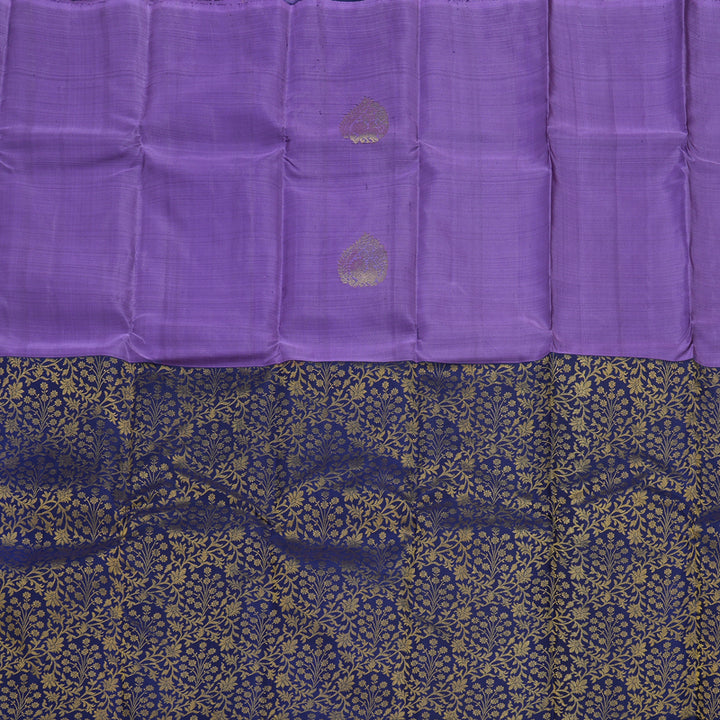 Hayagrivas Handloom Pure Kanjivaram Silk Saree in Lavish Purple with Blue KBE238D6-2
