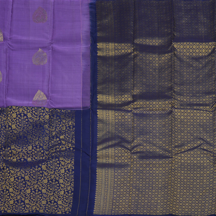 Hayagrivas Handloom Pure Kanjivaram Silk Saree in Lavish Purple with Blue KBE238D6-2