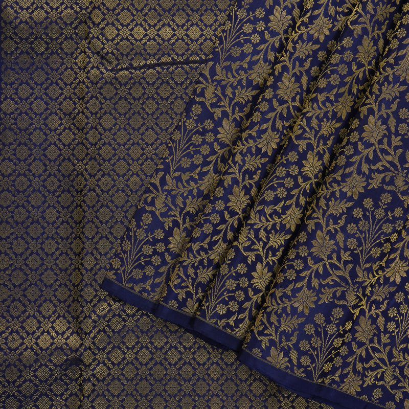 Hayagrivas Handloom Pure Kanjivaram Silk Saree in Lavish Purple with Blue KBE238D6-2