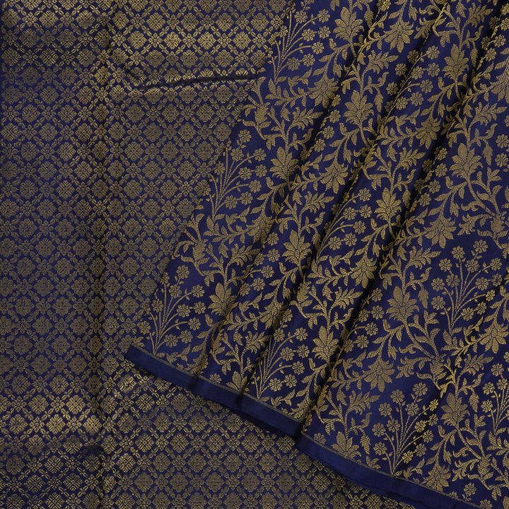 Hayagrivas Handloom Pure Kanjivaram Silk Saree in Lavish Purple with Blue KBE238D6-2