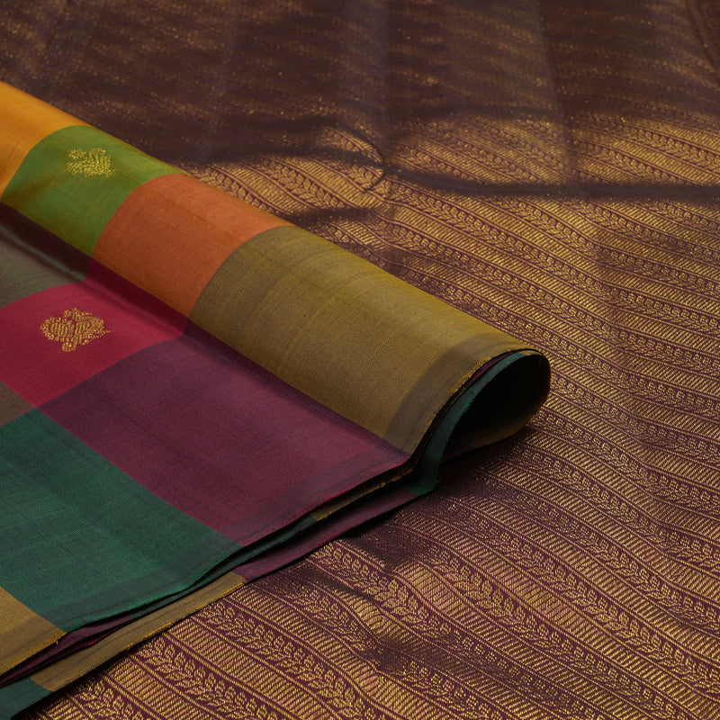 Hayagrivas Handloom Multicolour Checks Kanjivaram Silk Saree KBE2391C1-1