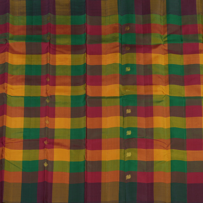 Hayagrivas Handloom Multicolour Checks Kanjivaram Silk Saree KBE2391C1-1