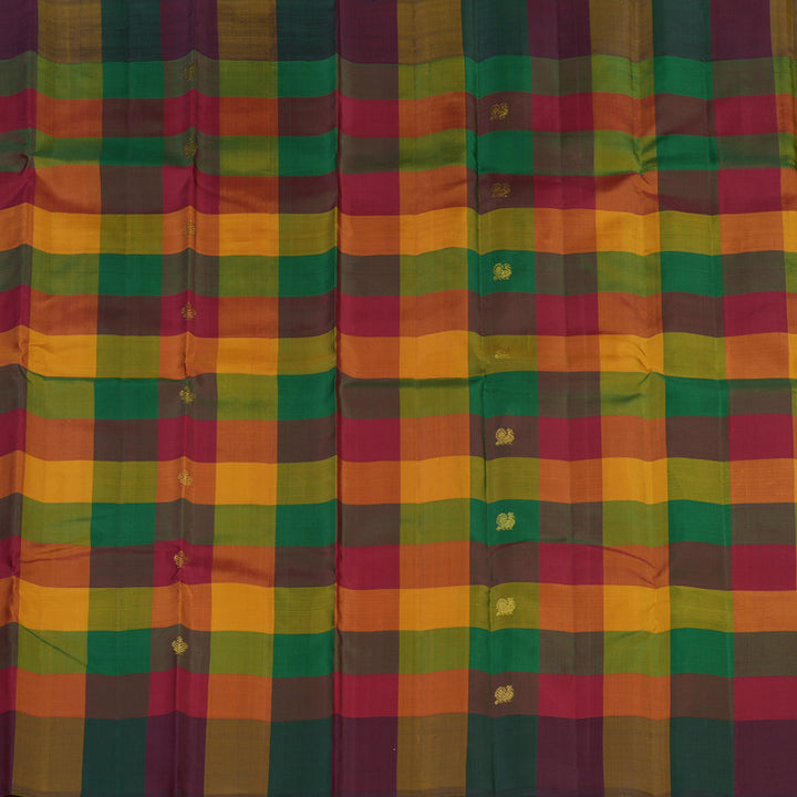 Hayagrivas Handloom Multicolour Checks Kanjivaram Silk Saree KBE2391C1-1