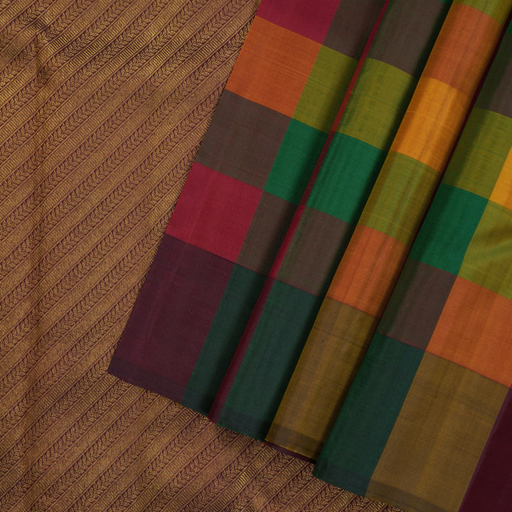 Hayagrivas Handloom Multicolour Checks Kanjivaram Silk Saree KBE2391C1-1