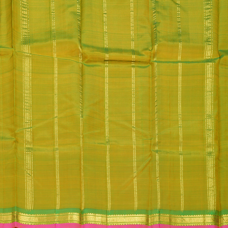 Hayagrivas Turmeric Yellow Pure One-sided border Kanjivaram Silk Saree KBE2393C2-3