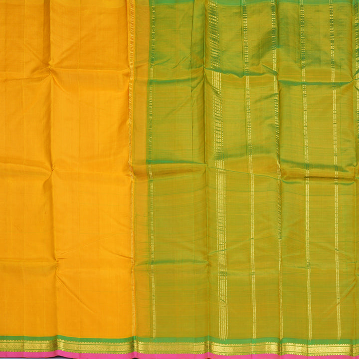Hayagrivas Turmeric Yellow Pure One-sided border Kanjivaram Silk Saree KBE2393C2-3