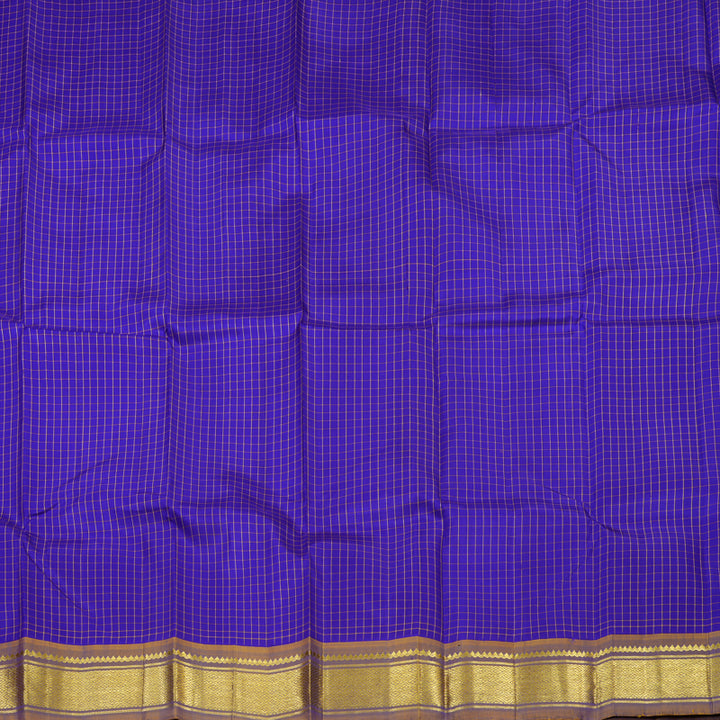 Hayagrivas Purplish-Blue Pure One-sided border Kanjivaram Silk Saree KBE2393C5-10