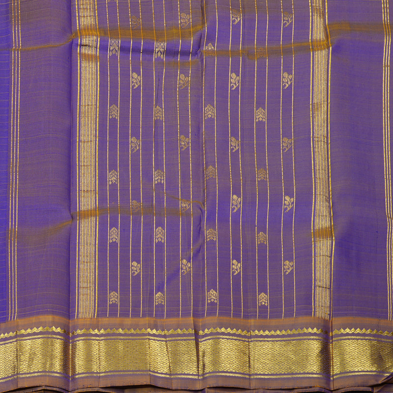 Hayagrivas Purplish-Blue Pure One-sided border Kanjivaram Silk Saree KBE2393C5-10
