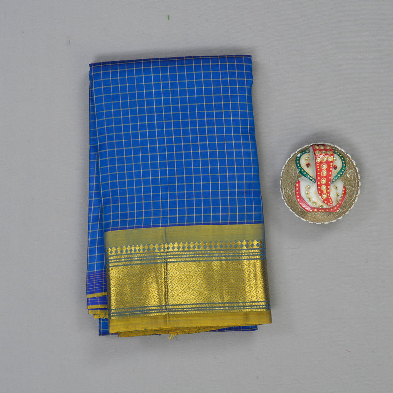 Hayagrivas Peacock Blue Pure One-sided border Kanjivaram Silk Saree KBE2393C5-2