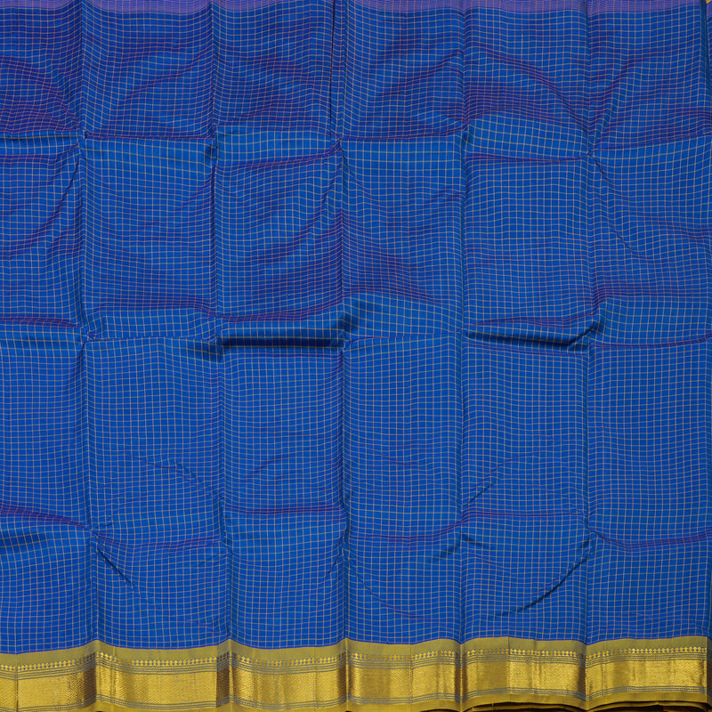 Hayagrivas Peacock Blue Pure One-sided border Kanjivaram Silk Saree KBE2393C5-2