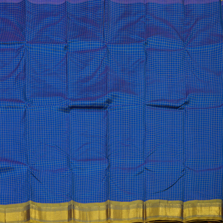 Hayagrivas Peacock Blue Pure One-sided border Kanjivaram Silk Saree KBE2393C5-2