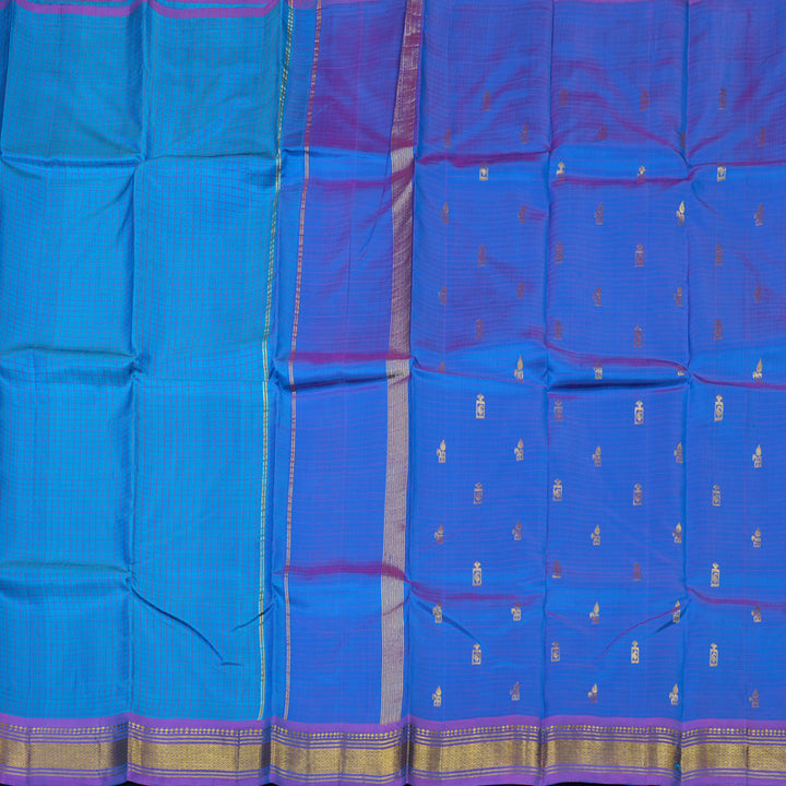 Hayagrivas Sky Blue Pure One-sided border Kanjivaram Silk Saree KBE2393C5-3