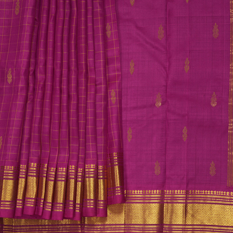 Hayagrivas Magenta Pure One-sided border Kanjivaram Silk Saree KBE2393C6-2