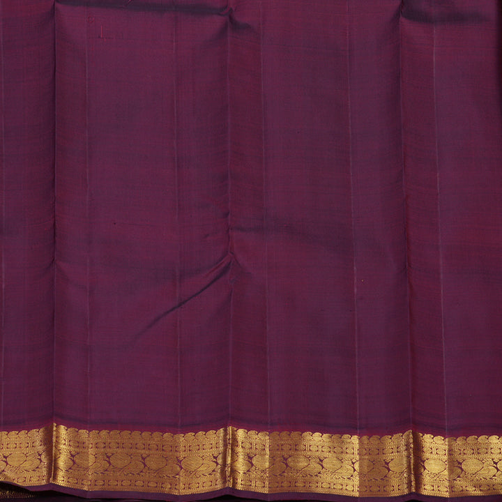 Hayagrivas Handloom Yellow Kanjivaram Silk Saree with Wine Purple Border KBE2396C3-1