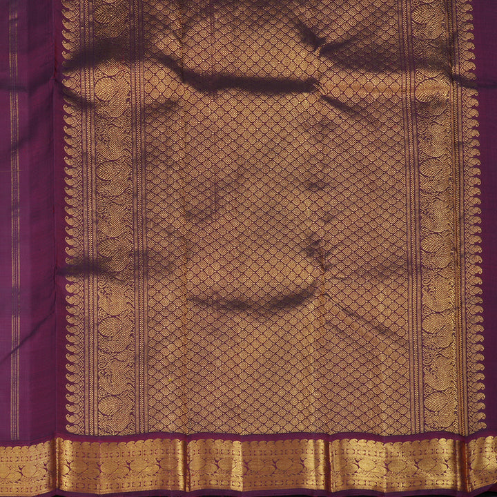 Hayagrivas Handloom Yellow Kanjivaram Silk Saree with Wine Purple Border KBE2396C3-1