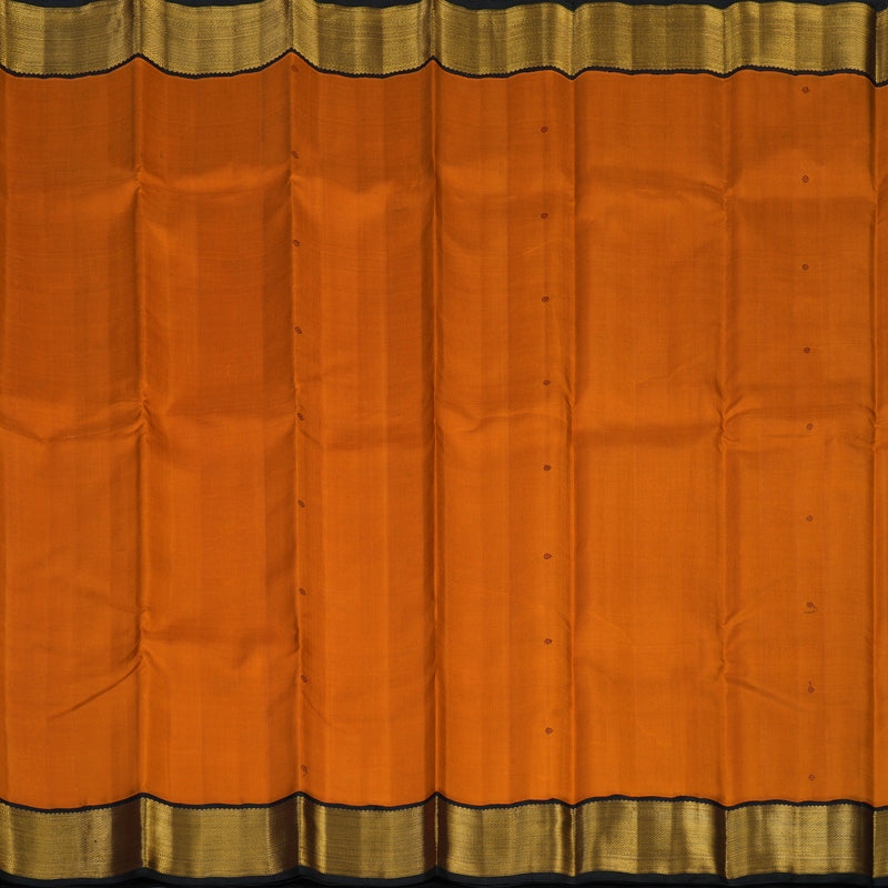 Hayagrivas Handloom Rust Orange Kanjivaram Silk Saree with Black Border KBE2397C1-2