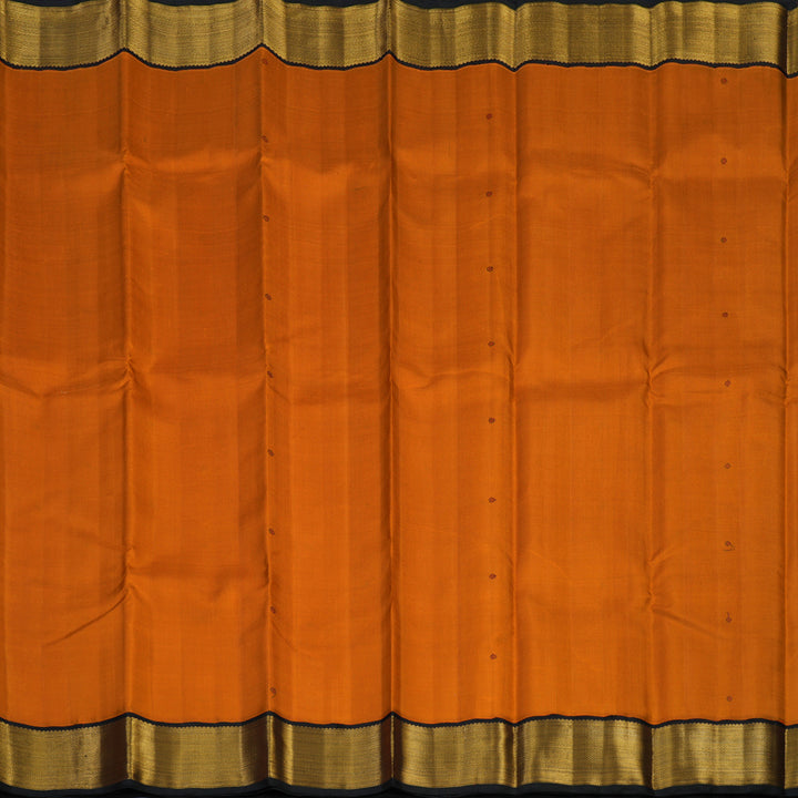 Hayagrivas Handloom Rust Orange Kanjivaram Silk Saree with Black Border KBE2397C1-2