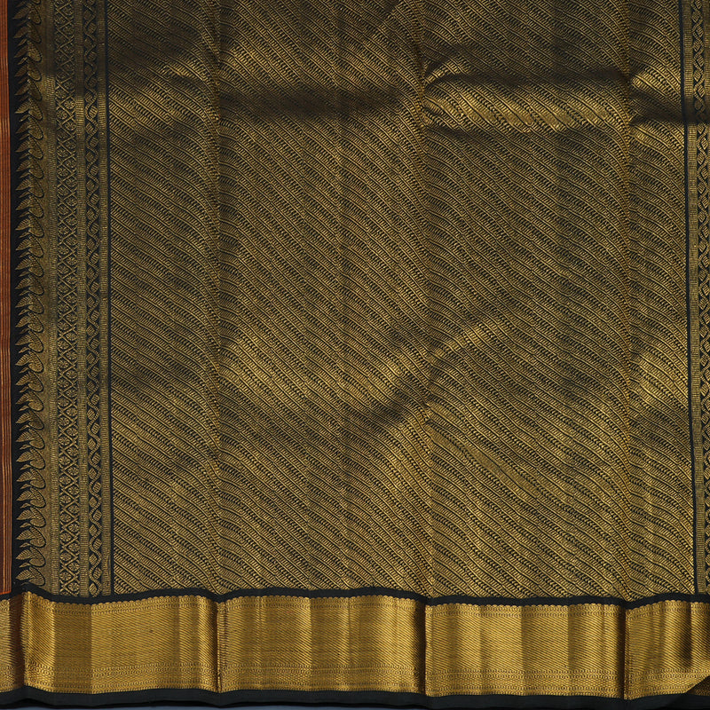 Hayagrivas Handloom Rust Orange Kanjivaram Silk Saree with Black Border KBE2397C1-2