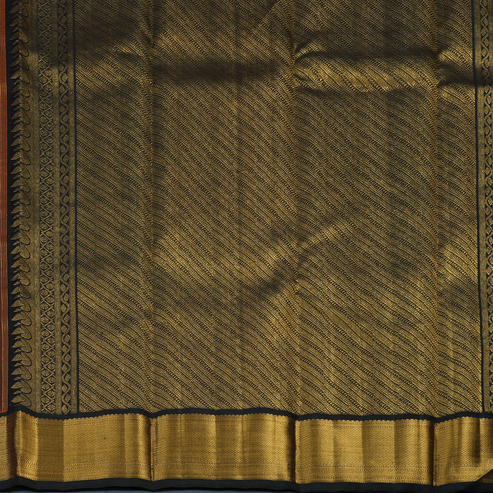 Hayagrivas Handloom Rust Orange Kanjivaram Silk Saree with Black Border KBE2397C1-2