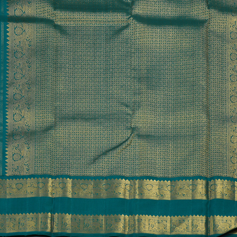 Hayagrivas Handloom Light Brown Kanjivaram Silk Saree with Ramar Blue Border KBE2457C2-1