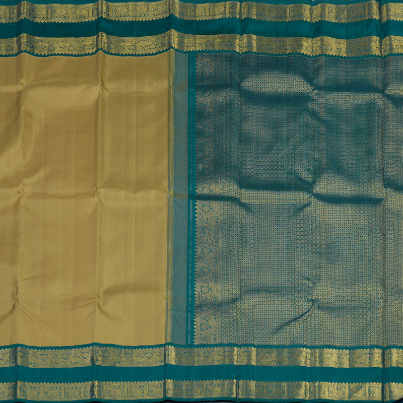 Hayagrivas Handloom Light Brown Kanjivaram Silk Saree with Ramar Blue Border KBE2457C2-1