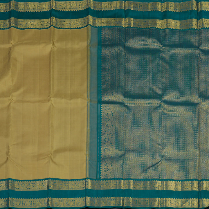 Hayagrivas Handloom Light Brown Kanjivaram Silk Saree with Ramar Blue Border KBE2457C2-1