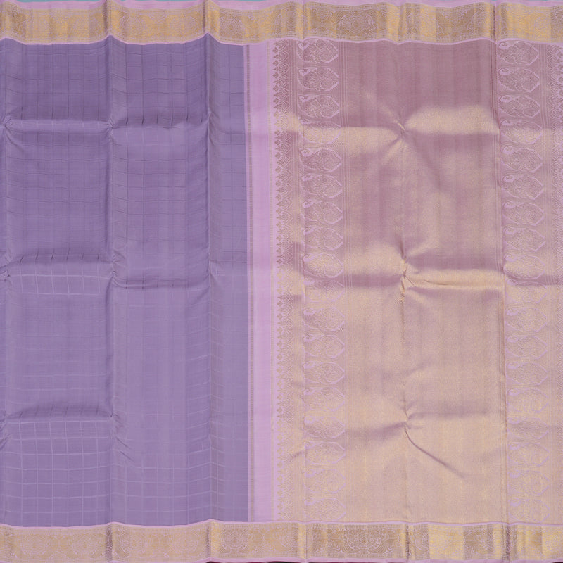 Hayagrivas Handloom Lavendar Kanjivaram Silk Saree with Baby Pink Border KBE2397C6-1