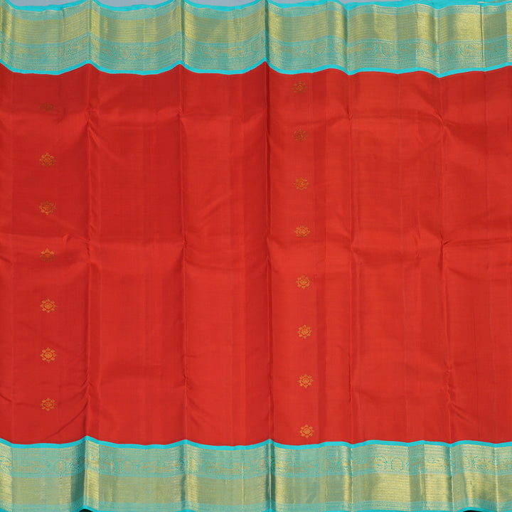 Hayagrivas Handloom Red Kanjivaram Silk Saree with Sky Blue Border KBE2399C1-1