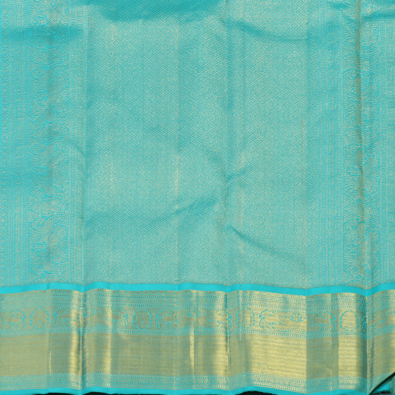 Hayagrivas Handloom Red Kanjivaram Silk Saree with Sky Blue Border KBE2399C1-1