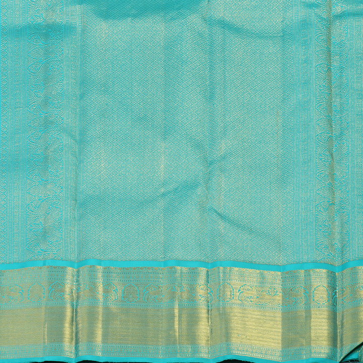 Hayagrivas Handloom Red Kanjivaram Silk Saree with Sky Blue Border KBE2399C1-1