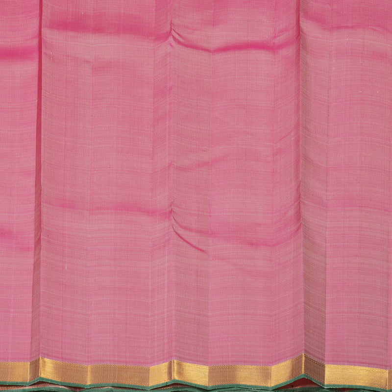 Hayagrivas Half White Handloom Kanjivaram Silk Saree with Onion Pink Border KBE23D2-6