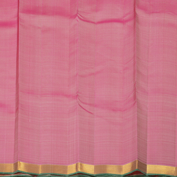 Hayagrivas Half White Handloom Kanjivaram Silk Saree with Onion Pink Border KBE23D2-6
