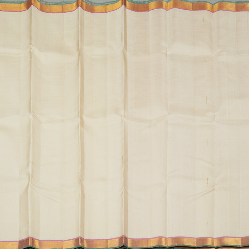 Hayagrivas Half White Handloom Kanjivaram Silk Saree with Onion Pink Border KBE23D2-6