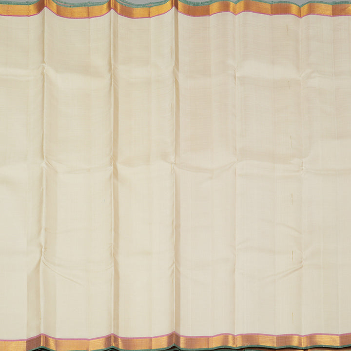 Hayagrivas Half White Handloom Kanjivaram Silk Saree with Onion Pink Border KBE23D2-6