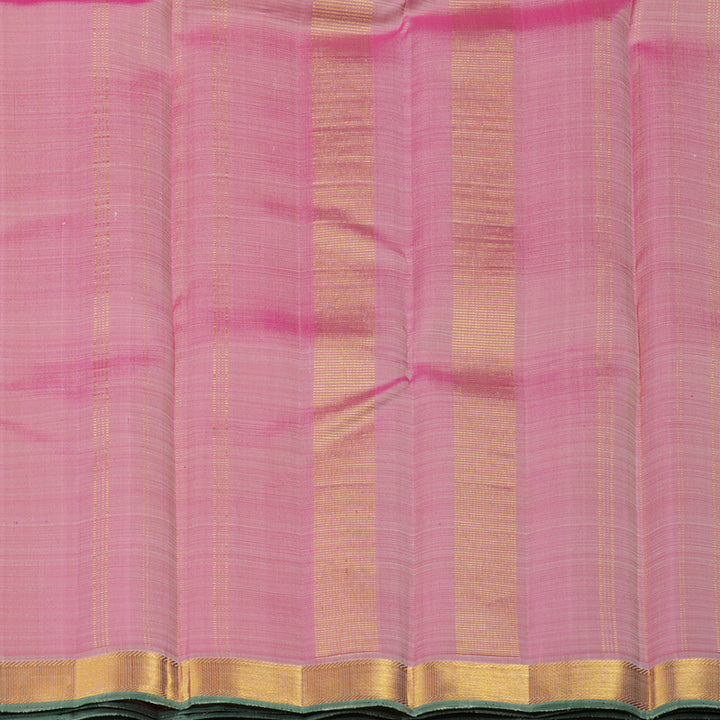 Hayagrivas Half White Handloom Kanjivaram Silk Saree with Onion Pink Border KBE23D2-6