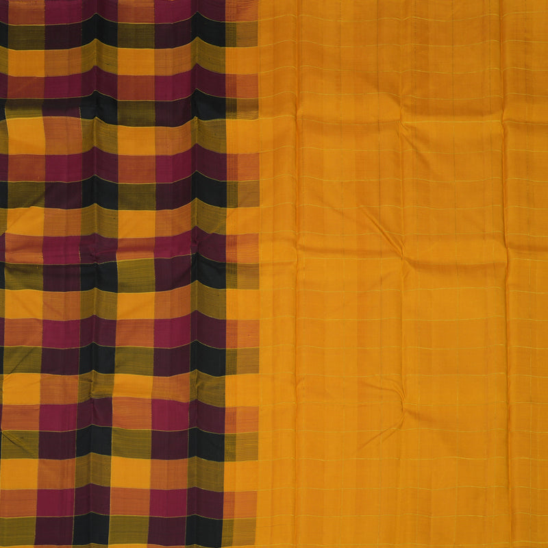 Hayagrivas Handloom Multicolour Checks Kanjivaram Silk Saree KBE23D3-1