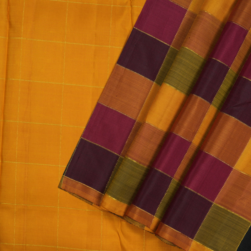 Hayagrivas Handloom Multicolour Checks Kanjivaram Silk Saree KBE23D3-1