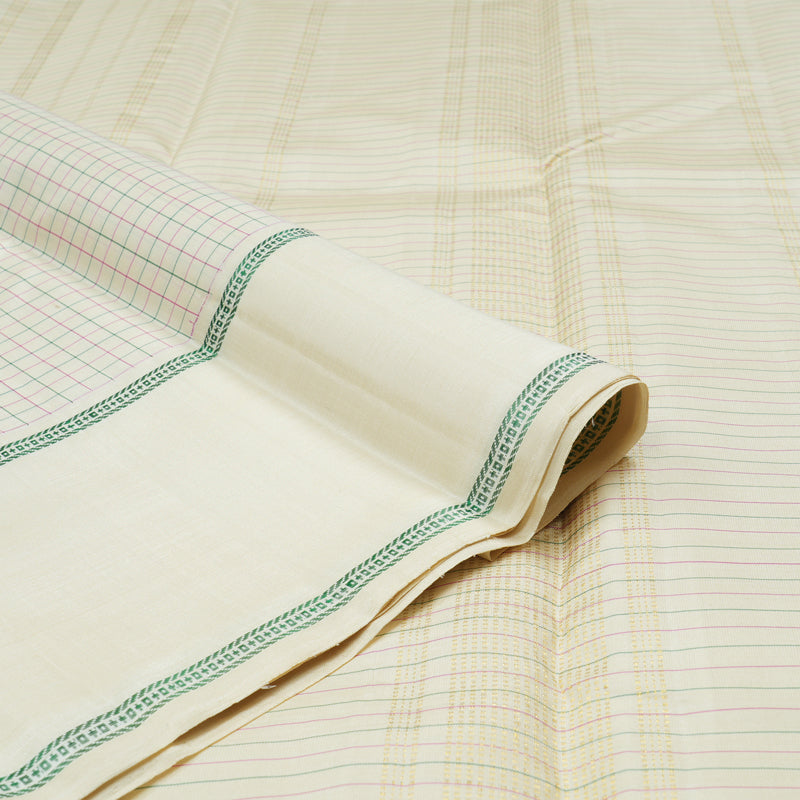 Hayagrivas Half White Handloom Kanjivaram Silk Saree KBE23D5-1