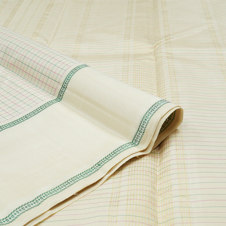 Hayagrivas Half White Handloom Kanjivaram Silk Saree KBE23D5-1