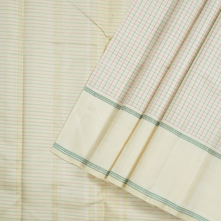 Hayagrivas Half White Handloom Kanjivaram Silk Saree KBE23D5-1