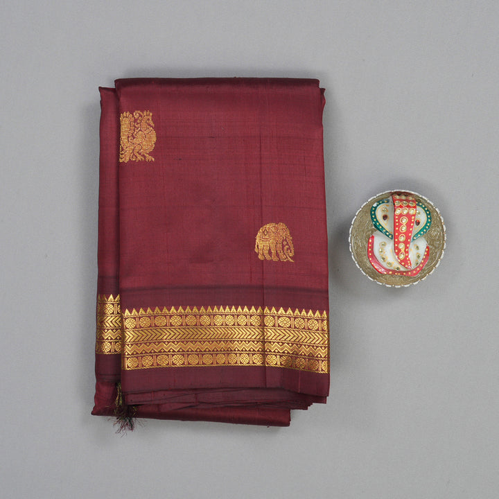 Hayagrivas Handloom Maroon Kanjivaram Silk Saree KBE2404C5-2