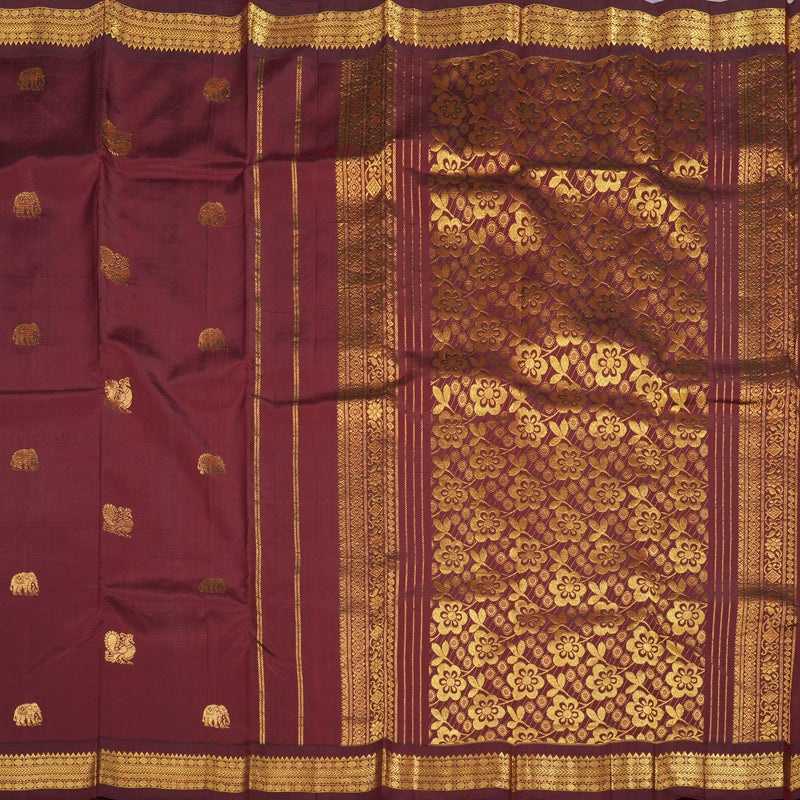 Hayagrivas Handloom Maroon Kanjivaram Silk Saree KBE2404C5-2
